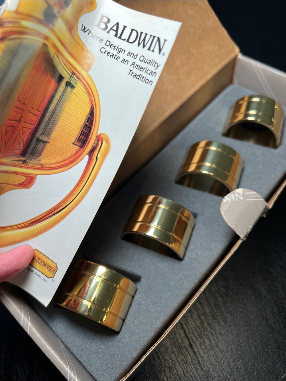 Vintage Baldwin Brass Napkin Rings 4 Pieces Devon Brass American Museum